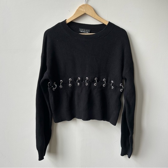The Kooples Cotton Jumper With Piercings Black Size L - Picture 5 of 10